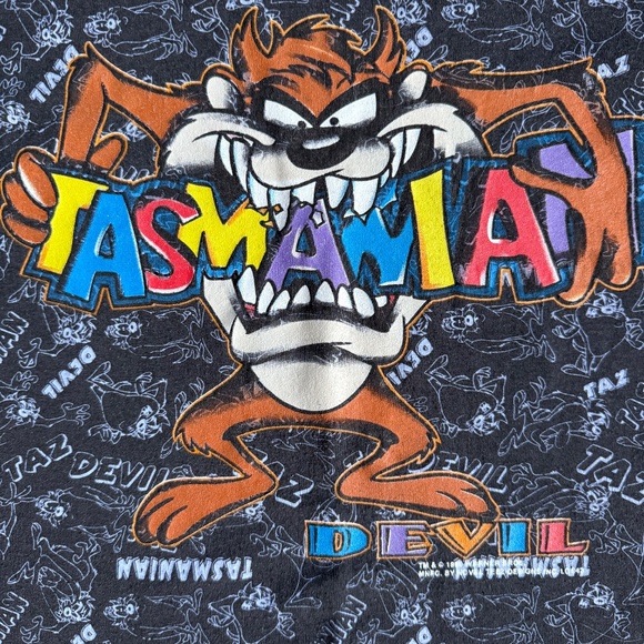 Super Fun Novel Teez Vintage 1993 Looney Tunes Tasmanian Devil Tee T-Shirt - Picture 3 of 5